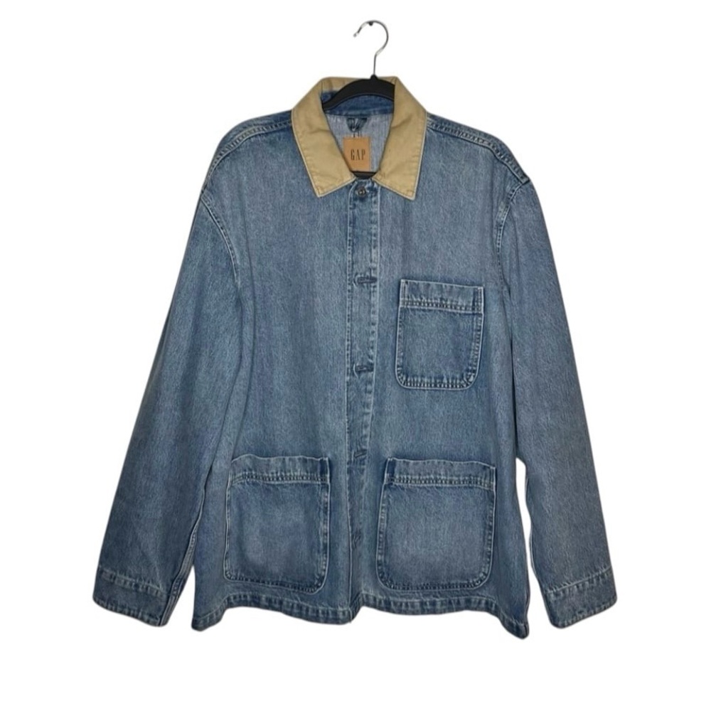 GAP Light Blue Denim Jacket with Tan Collar